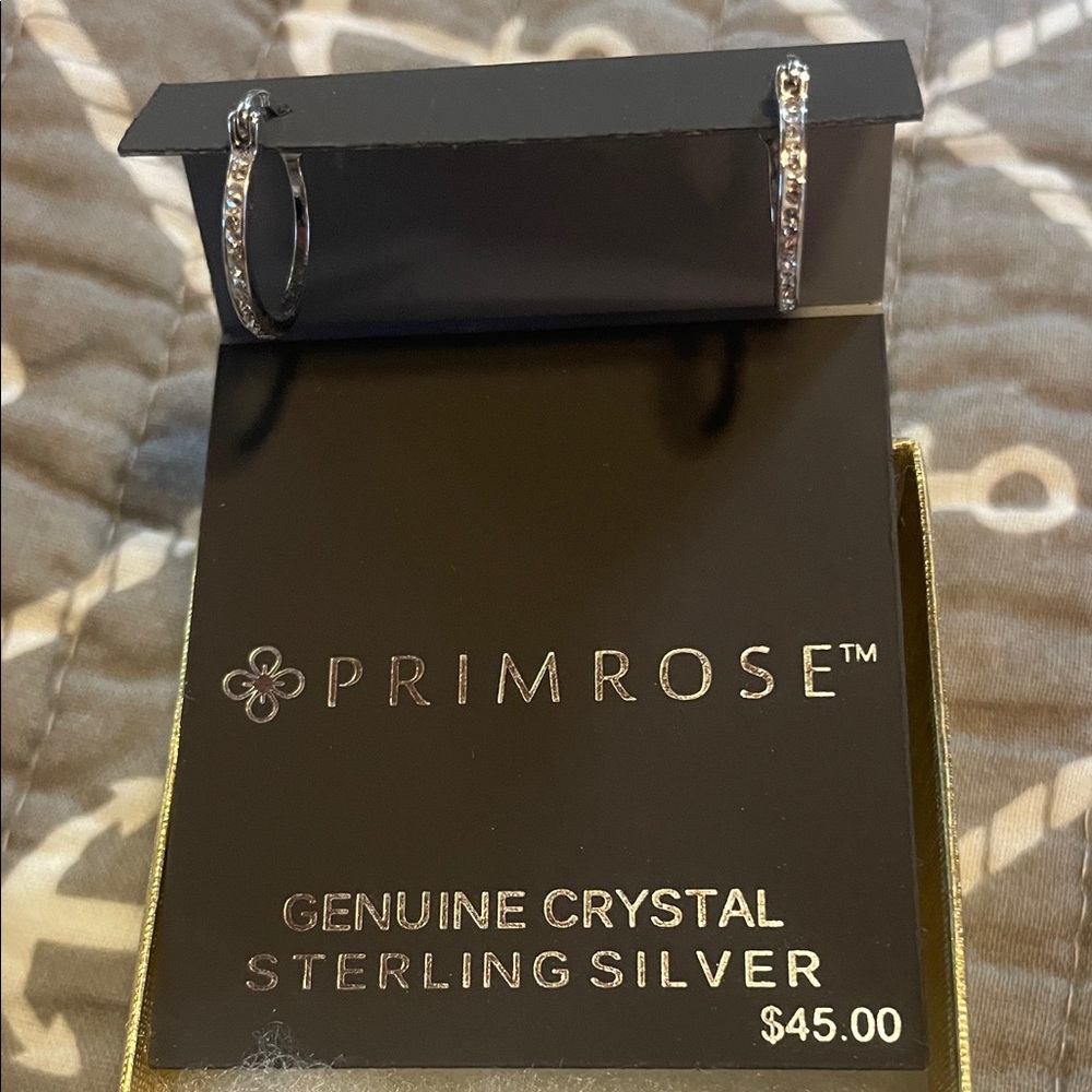 Primrose Sterling Silver GENUINE Crystal Hoop Earrings